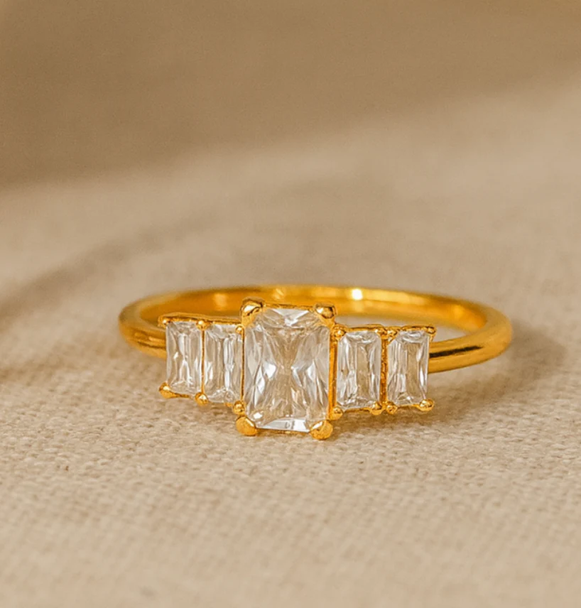 Rectangle Diamond Line Ring - Image 3