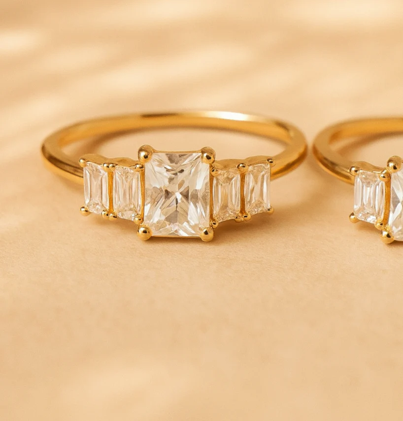 Rectangle Diamond Line Ring - Image 4