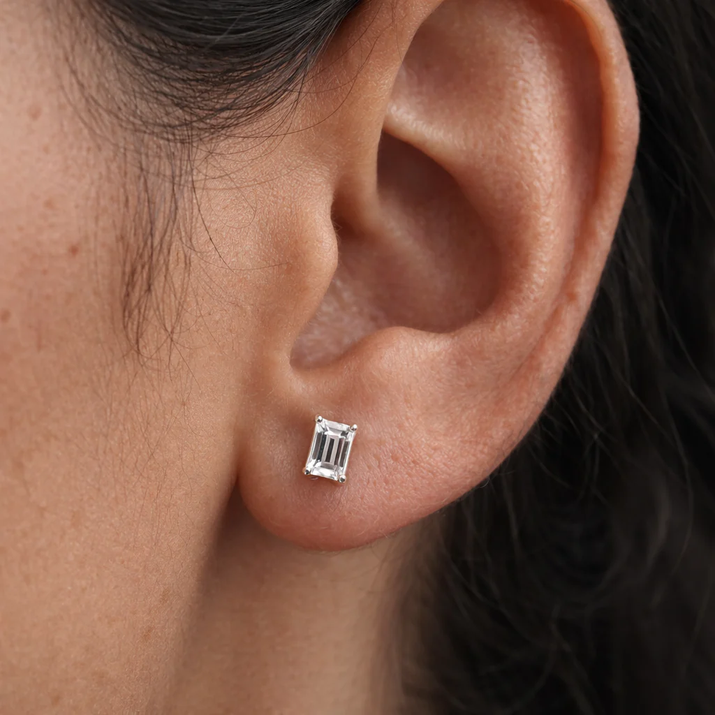 Rectangle Diamond Studs