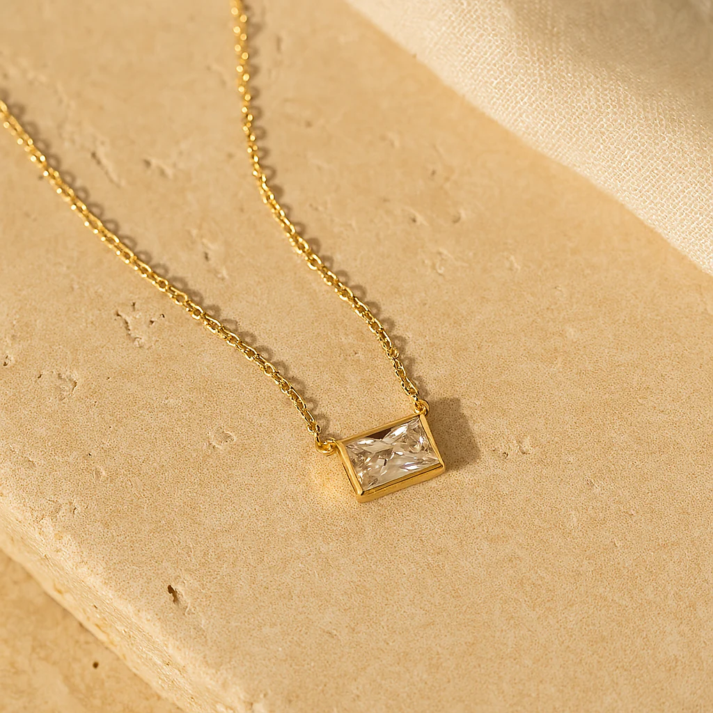 Rectangular Diamond Necklace - Image 2