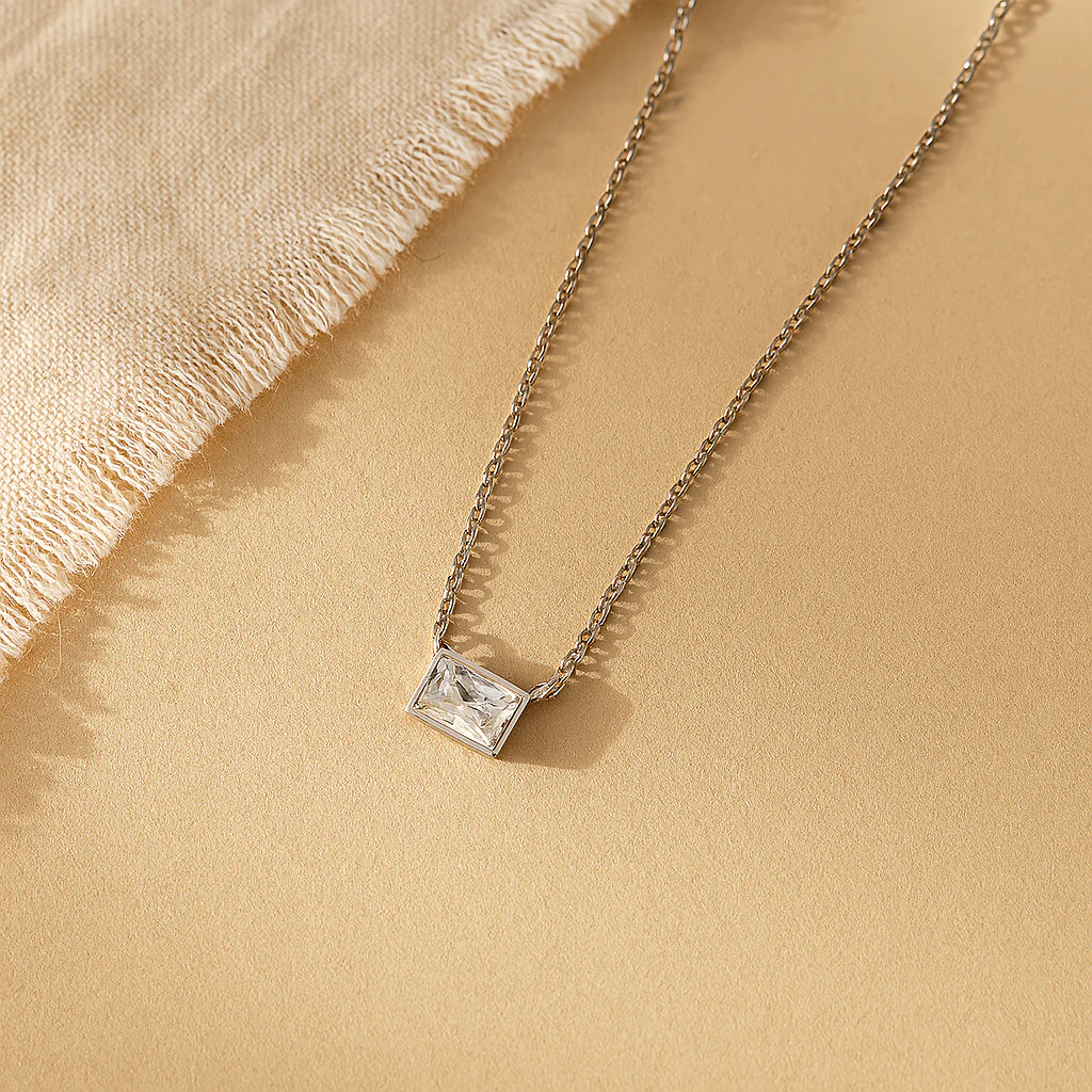 Rectangular Diamond Necklace - Image 4