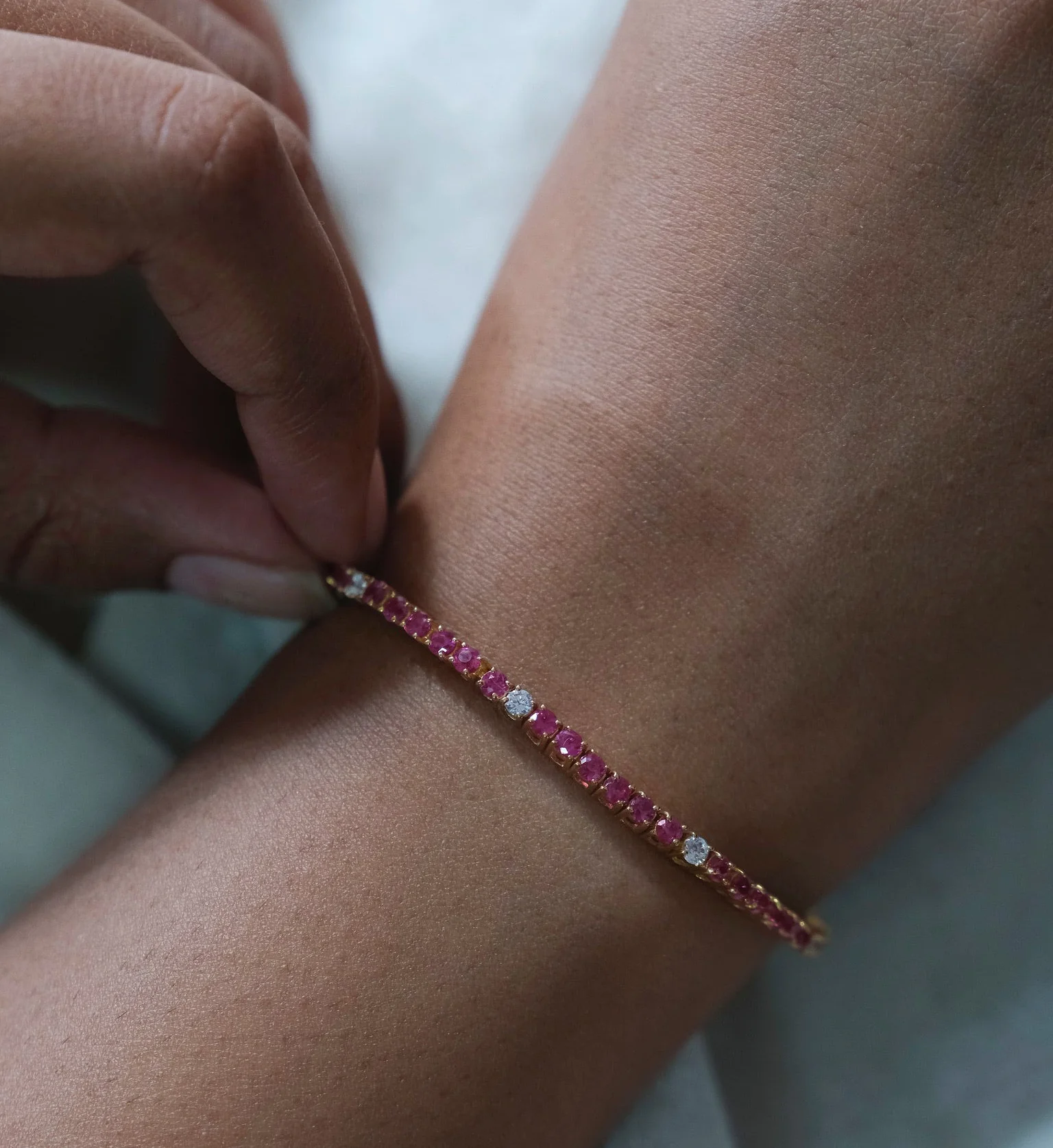 Ruby Diamond Tennis Bracelet - Image 2