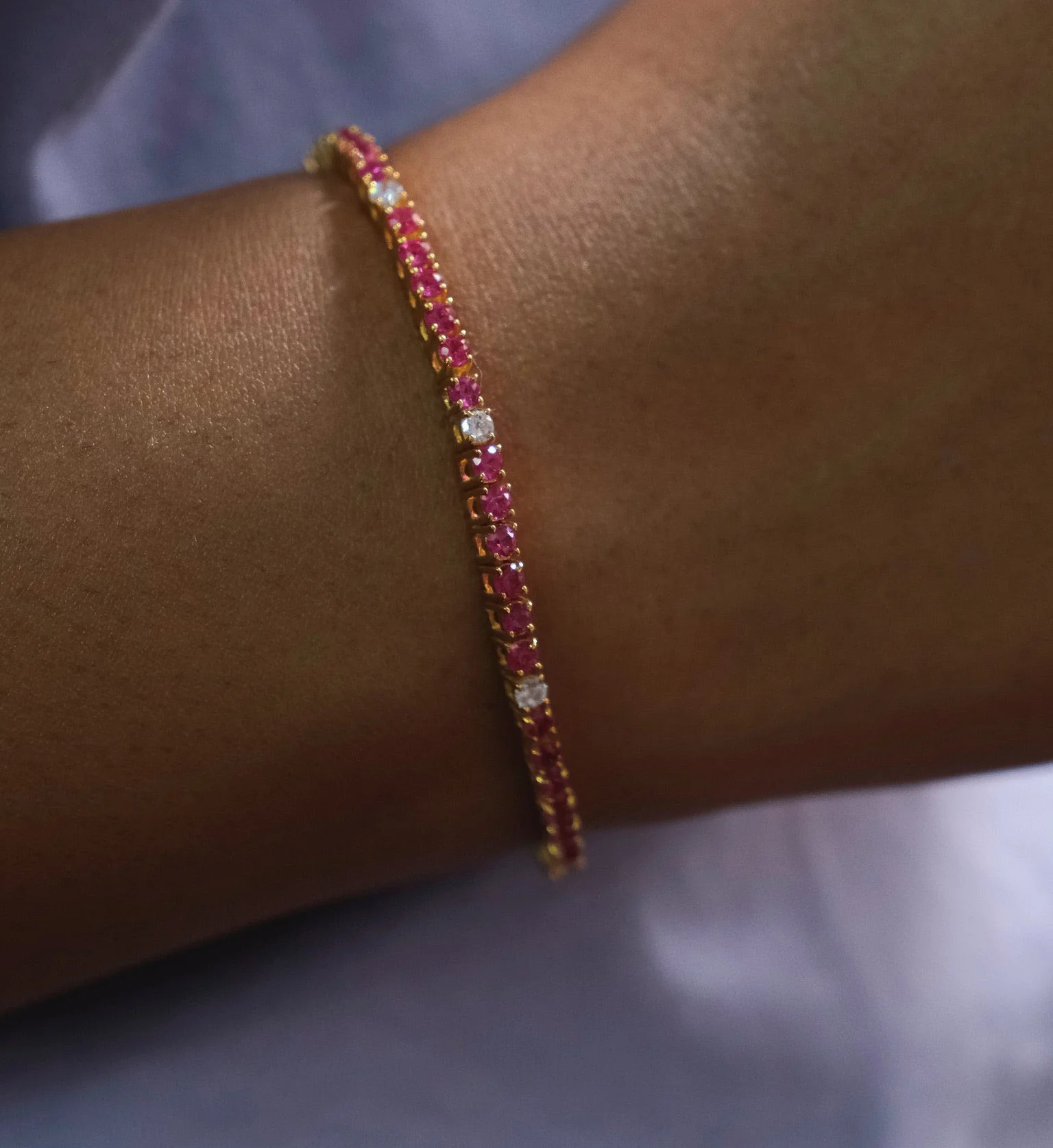 Ruby Diamond Tennis Bracelet - Image 4