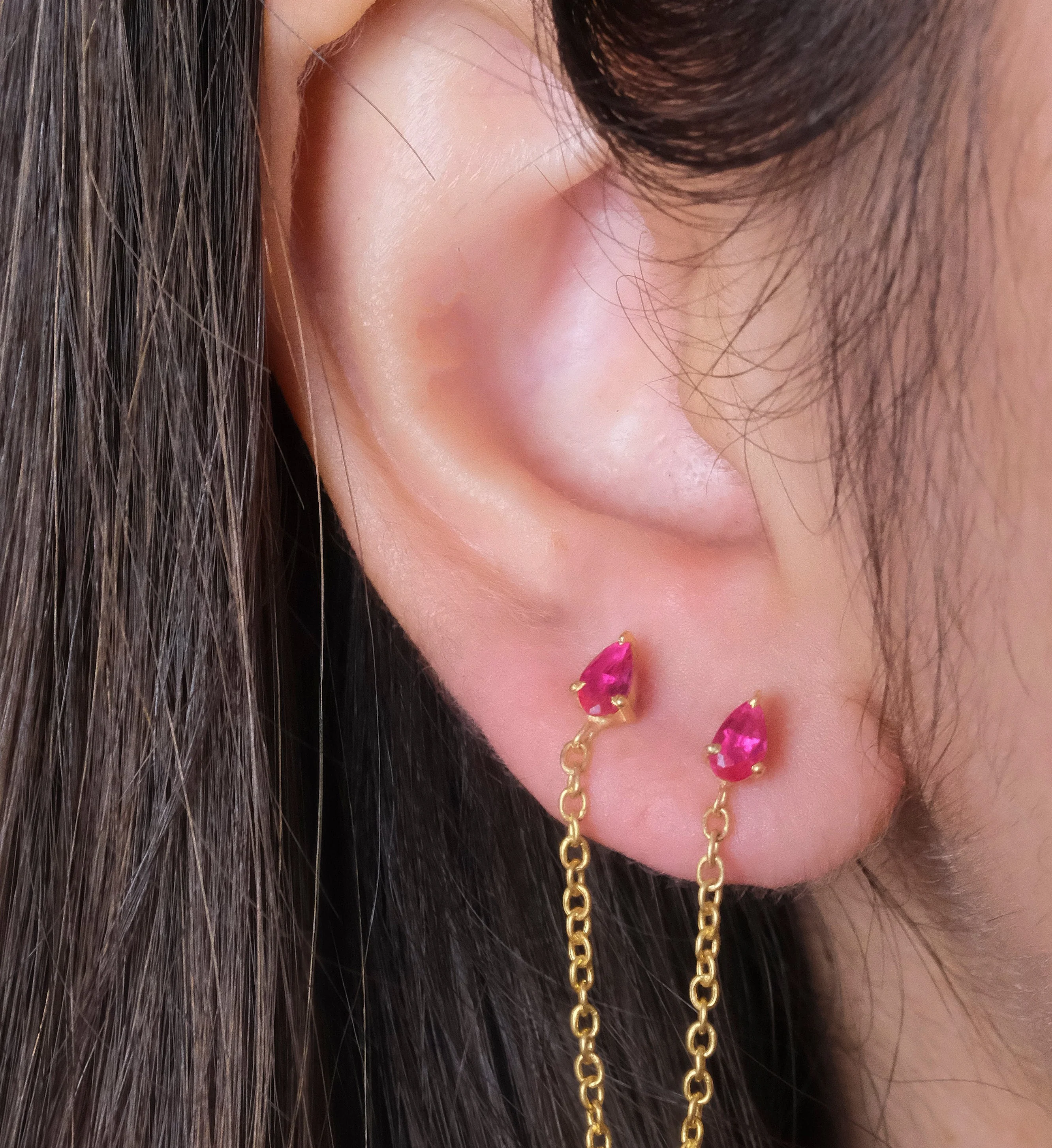Ruby Drop Ear Chain - Image 5
