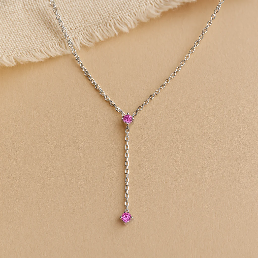 Ruby Drop Lariat Necklace - Image 4