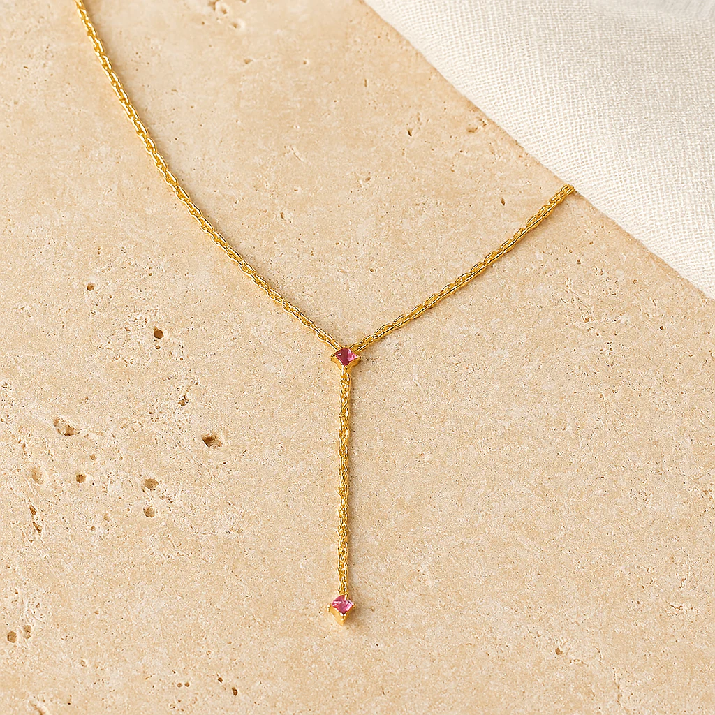 Ruby Drop Lariat Necklace - Image 5