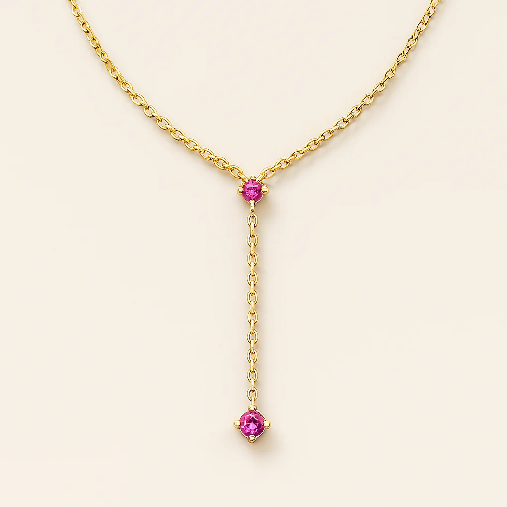 Ruby Drop Lariat Necklace - Image 6