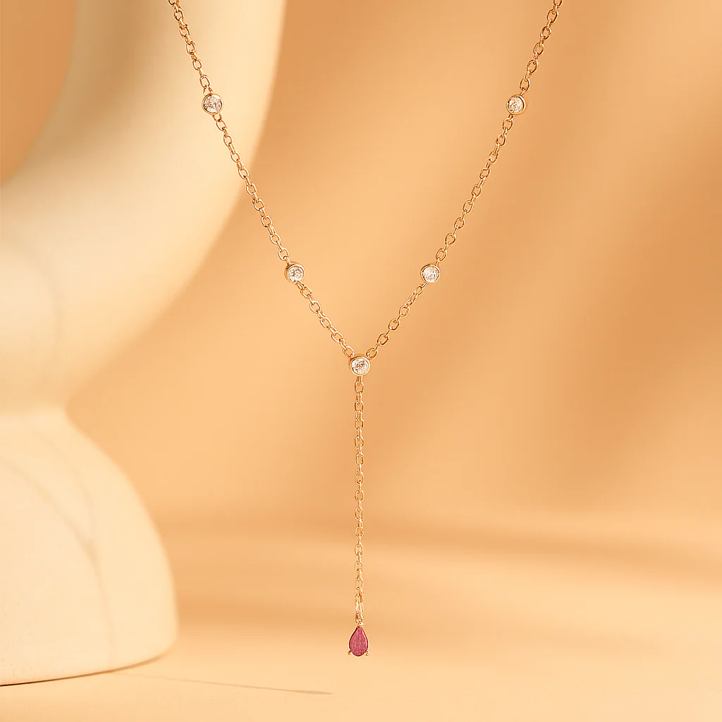 Ruby Duet Lariat Necklace
