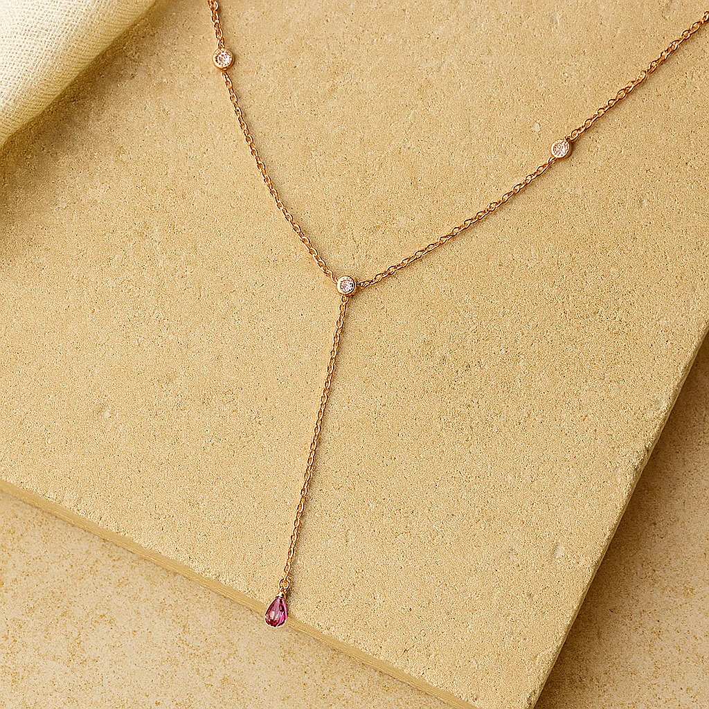 Ruby Duet Lariat Necklace - Image 2