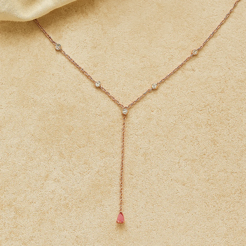 Ruby Duet Lariat Necklace - Image 4