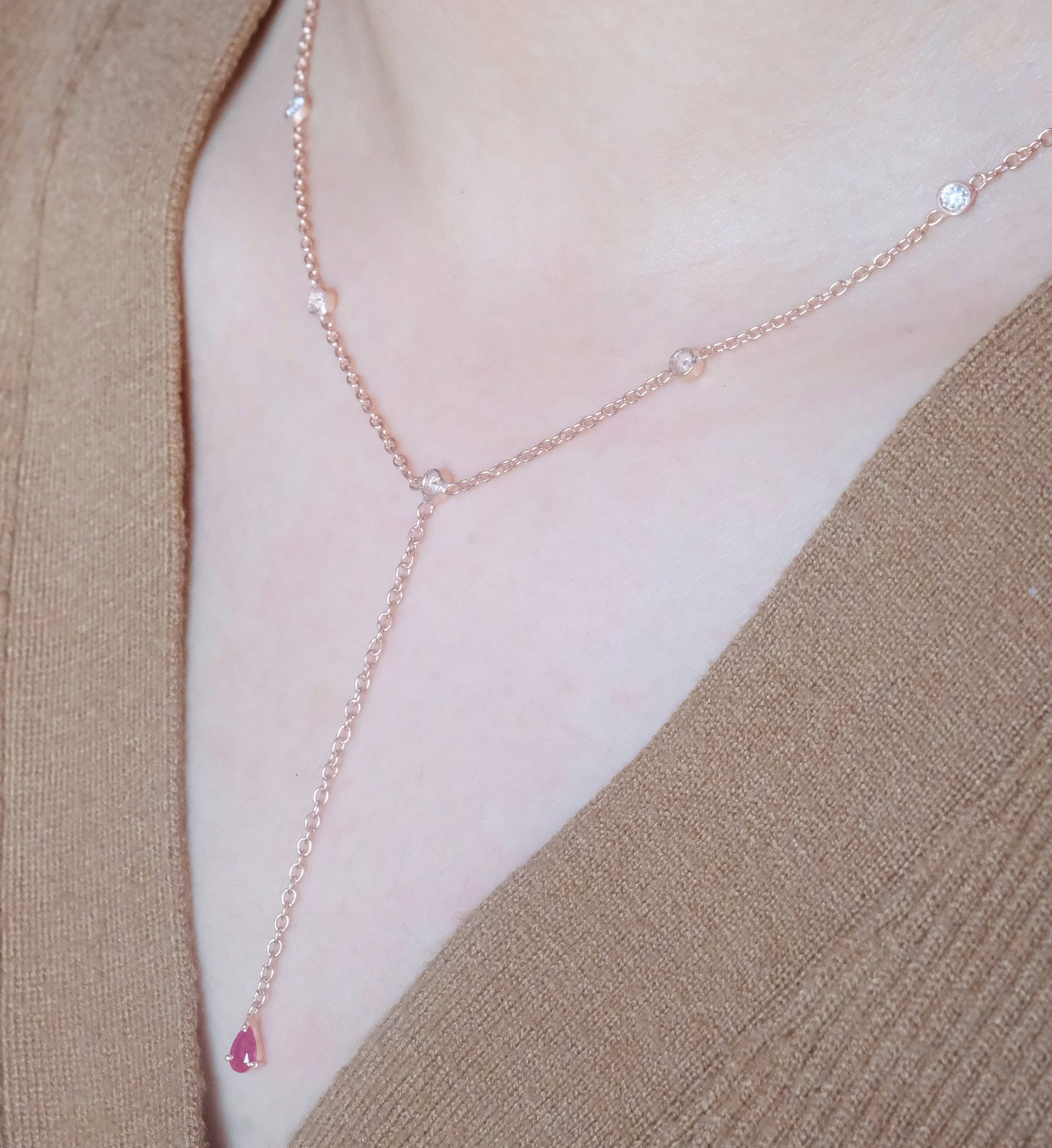 Ruby Duet Lariat Necklace - Image 5