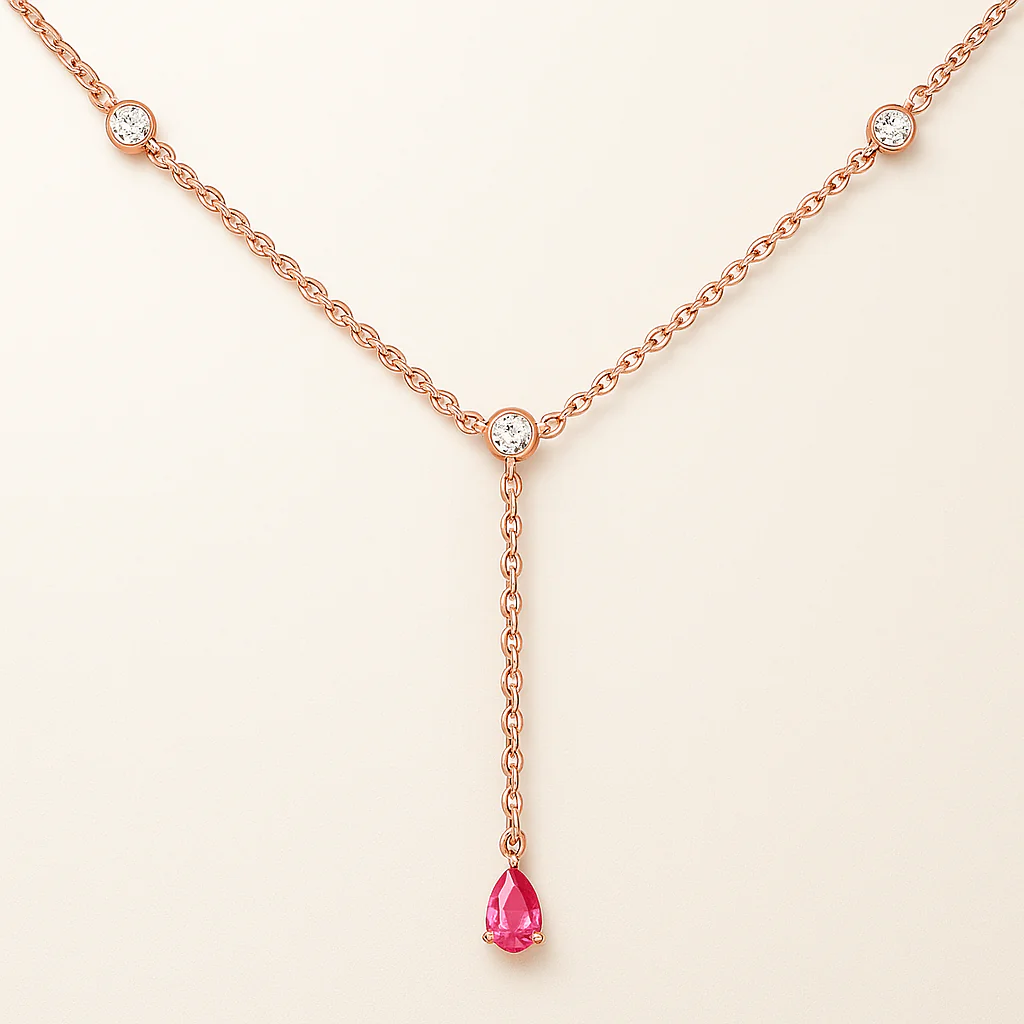 Ruby Duet Lariat Necklace - Image 6