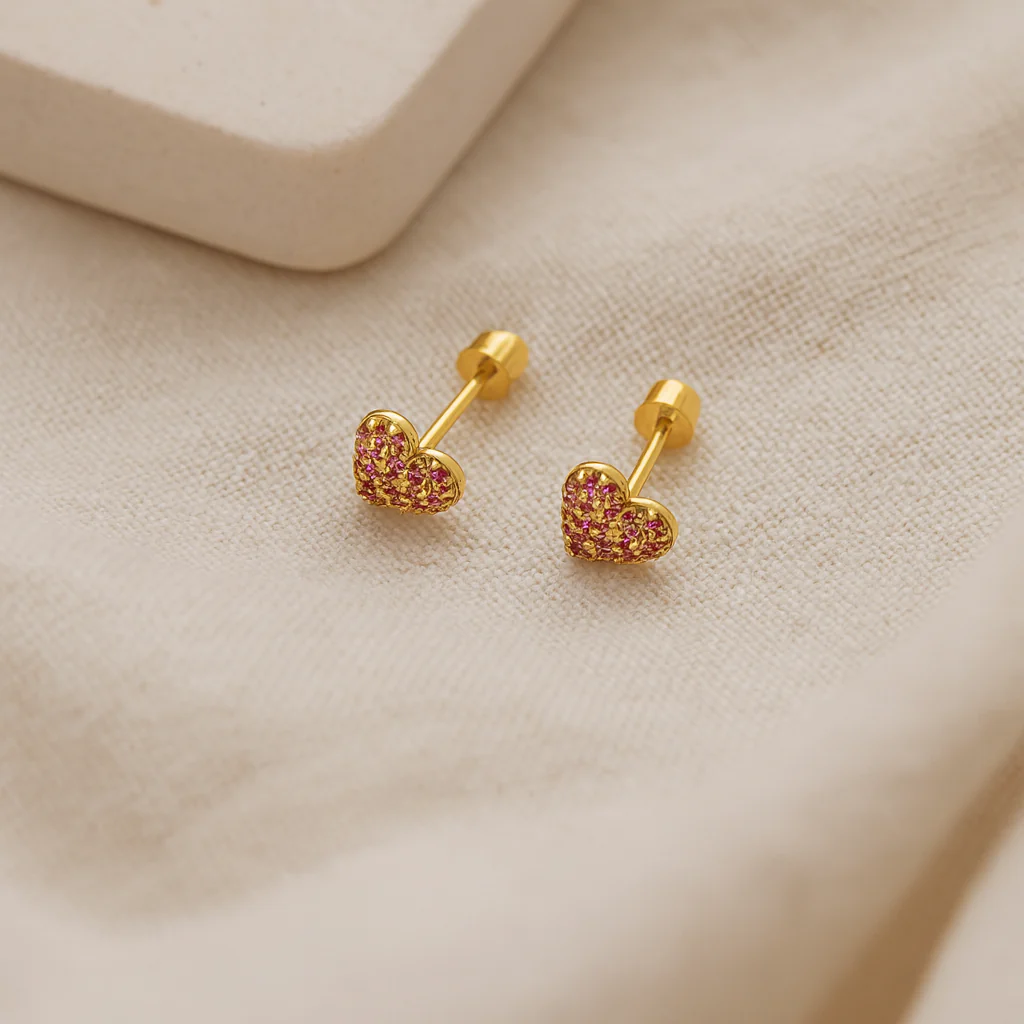 Ruby Heart Studs - Image 3
