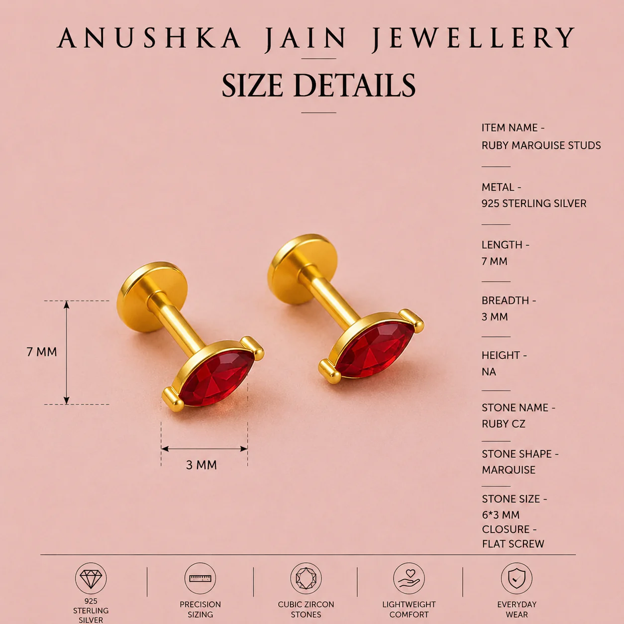 Ruby Marquise Studs - Image 4