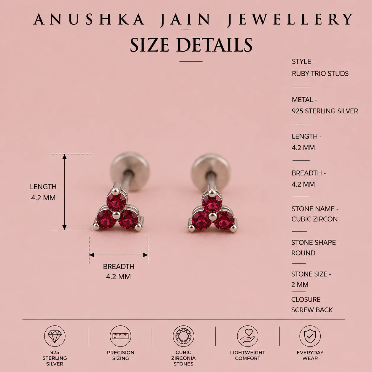 Ruby Trio Studs - Image 4