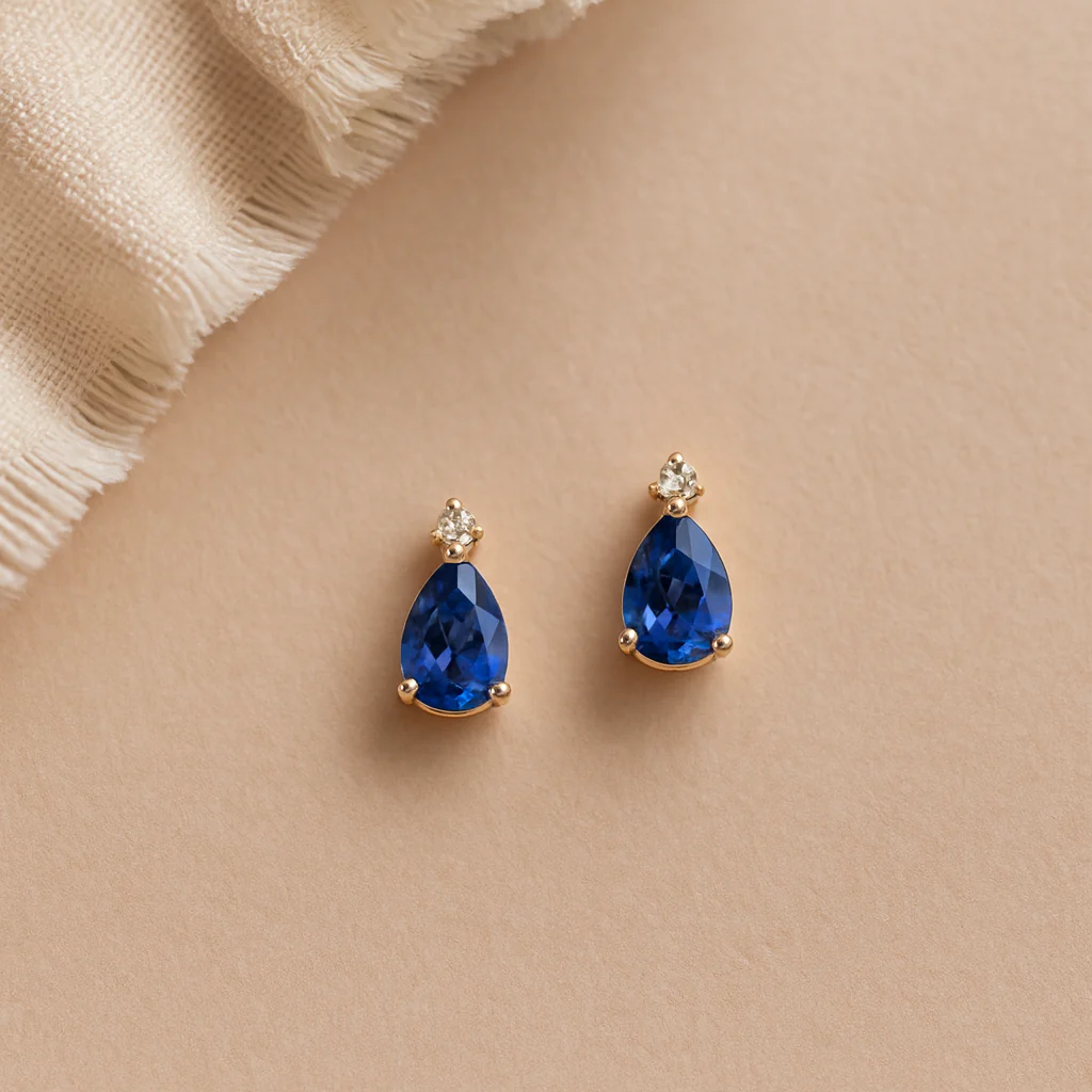 Sapphire Drop Studs - Image 2
