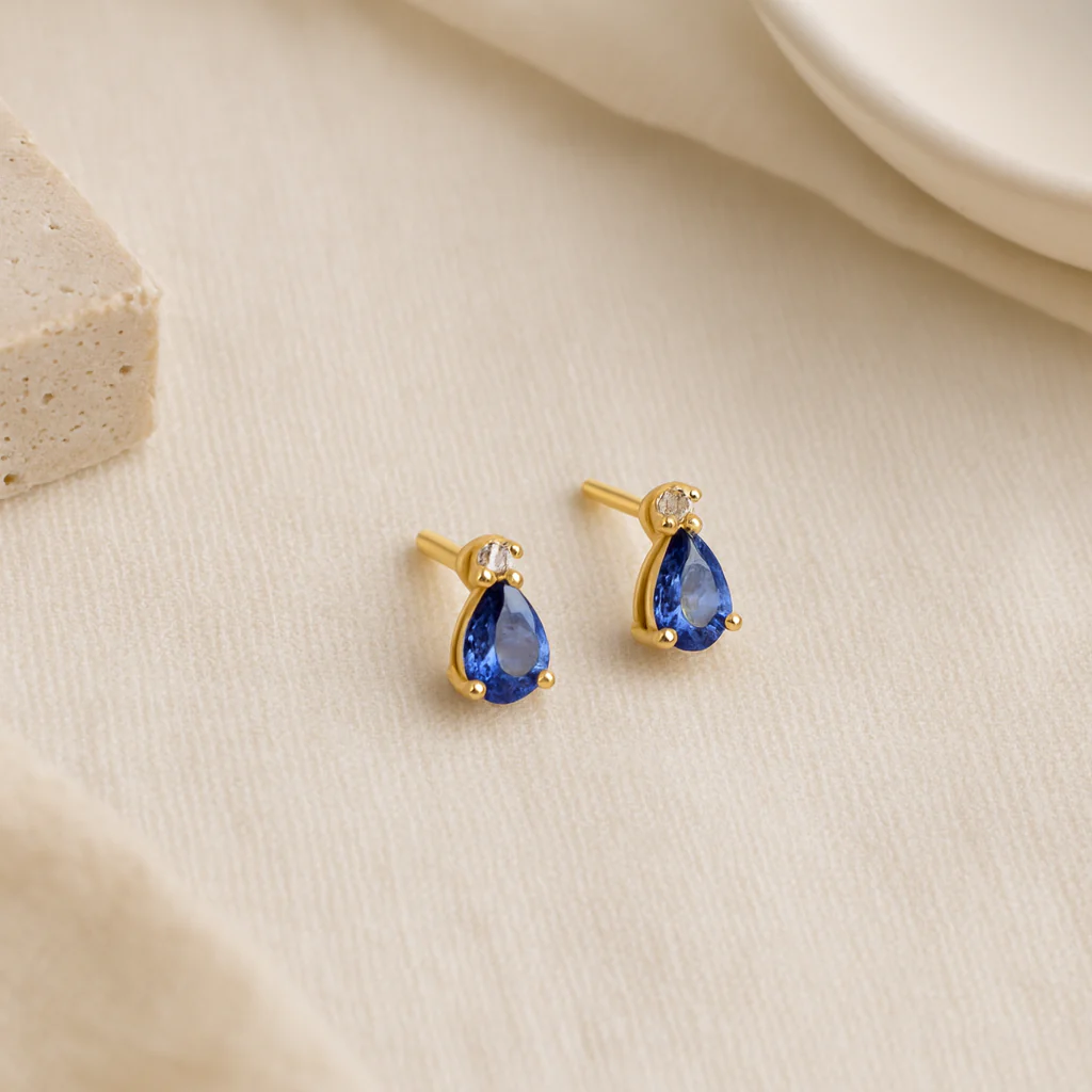 Sapphire Drop Studs - Image 9
