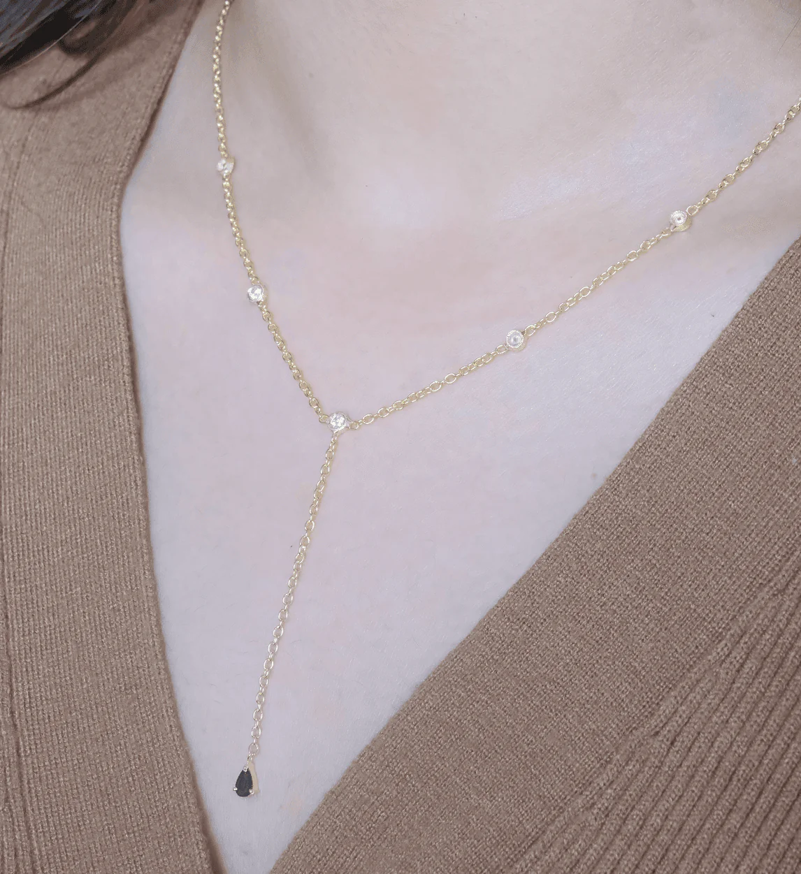 Sapphire Duet Lariat Necklace - Image 8
