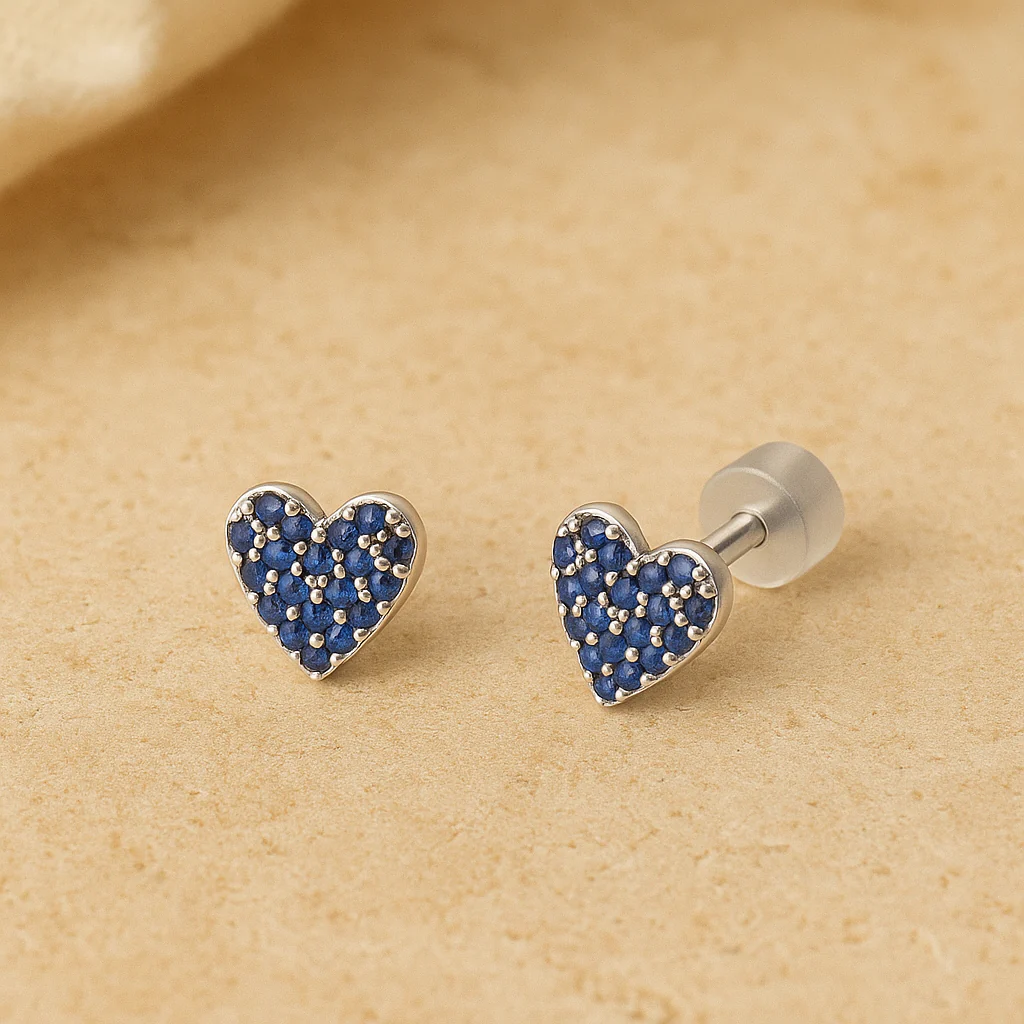 Sapphire Heart Studs - Image 6