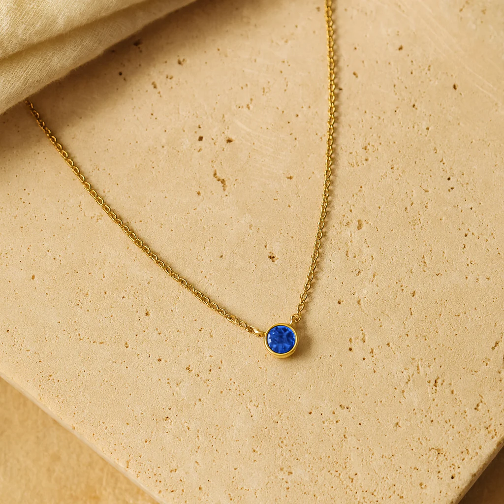 Sapphire Solitaire Necklace - Image 3