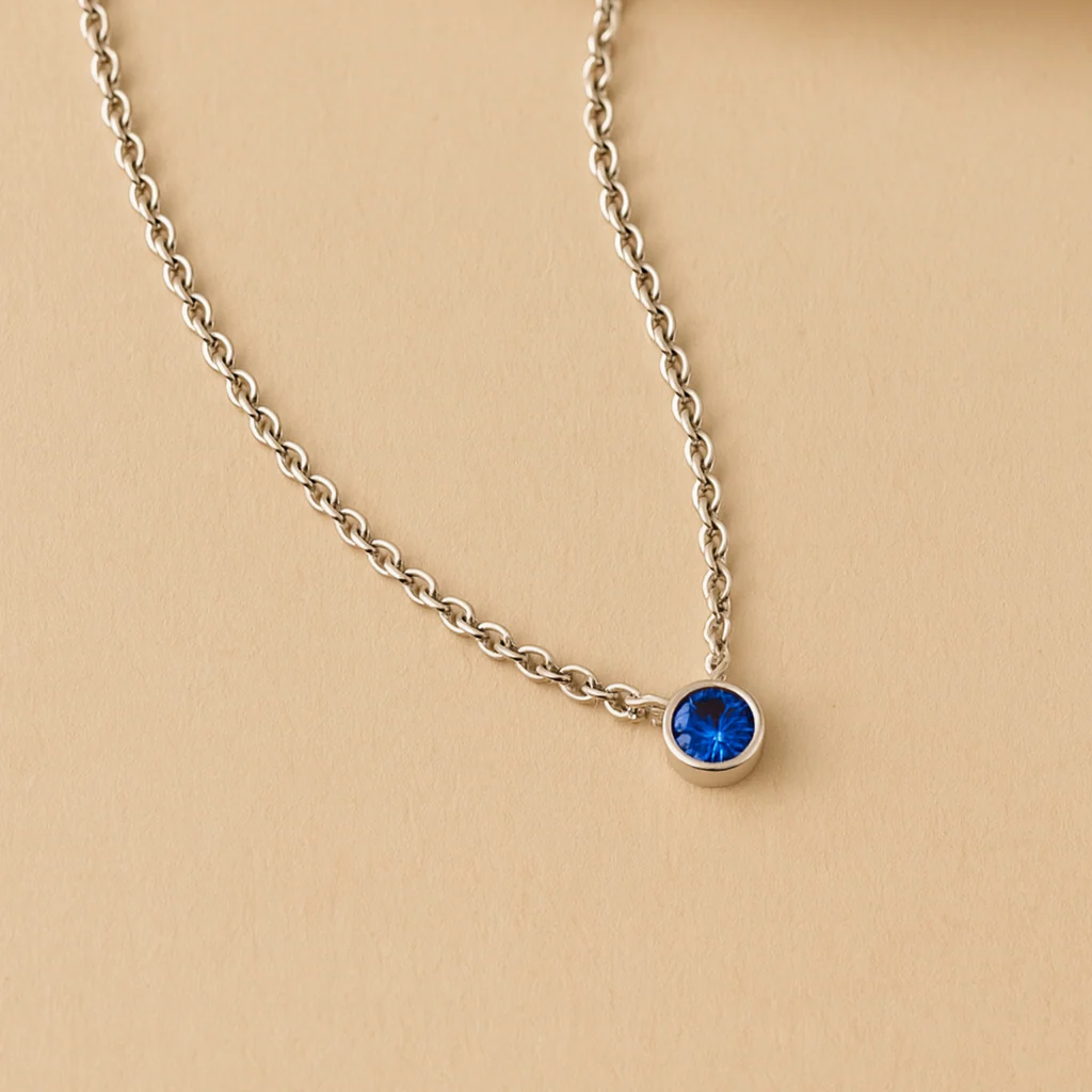 Sapphire Solitaire Necklace - Image 6