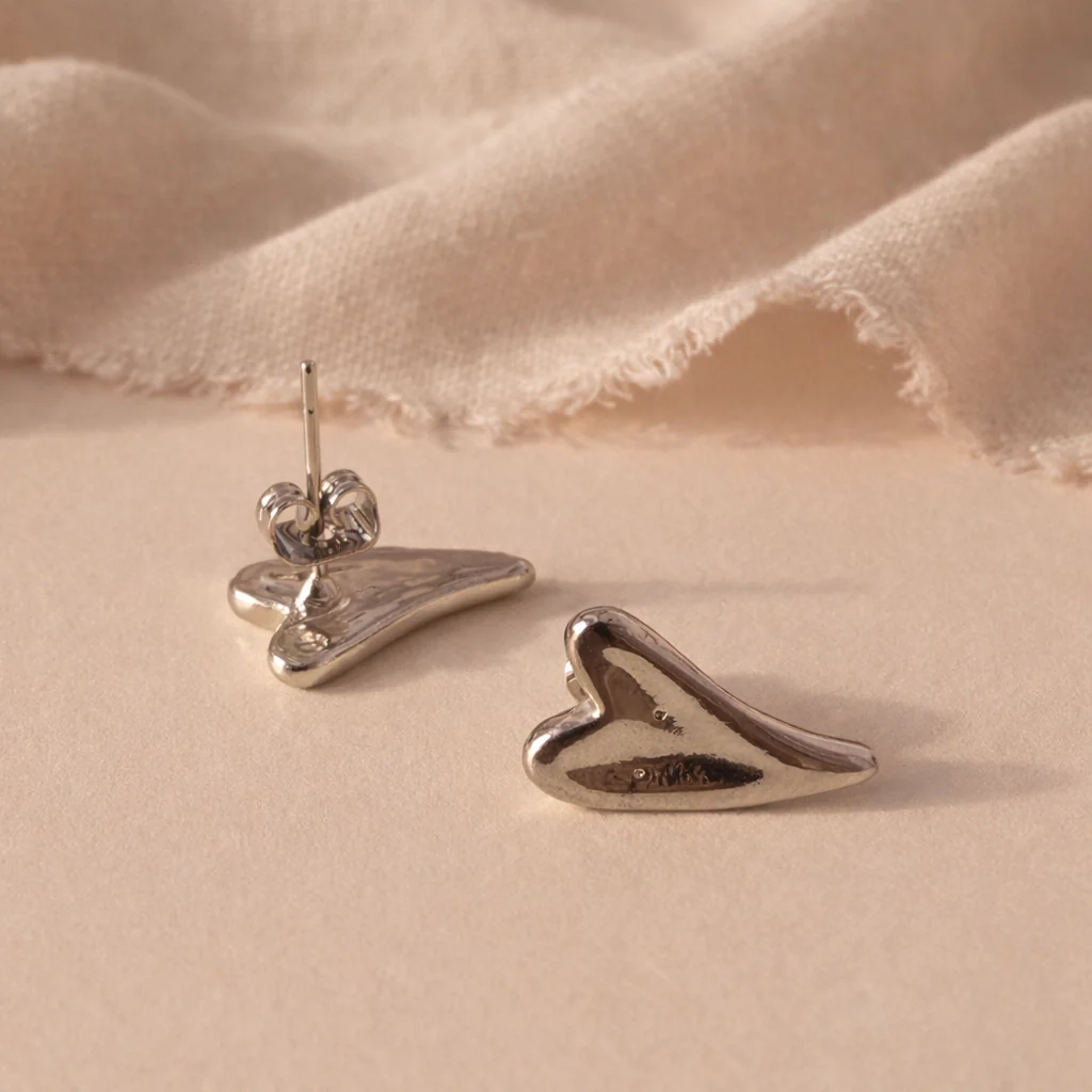 Sculpted Heart Studs - Image 2