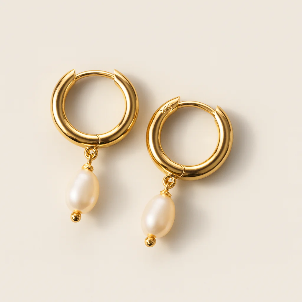 Seed Pearl Drop Huggie - Image 5
