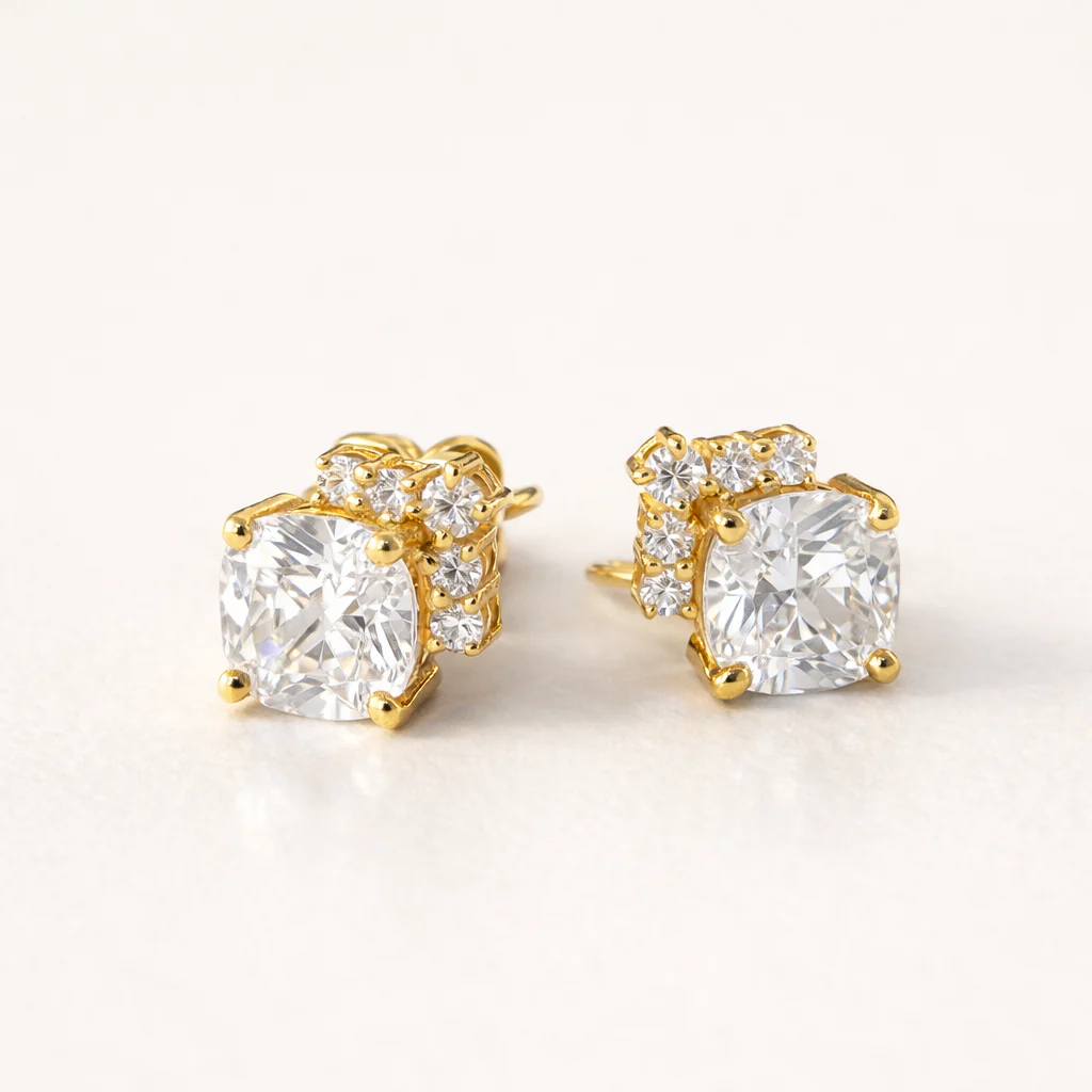 Square Diamond Line Studs - Image 3