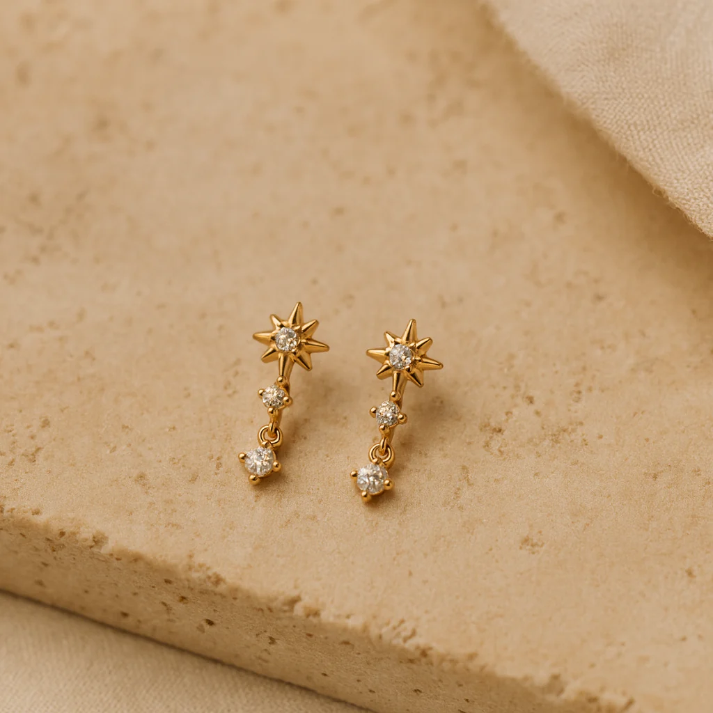 Sun Drop Diamond Stud - Image 2
