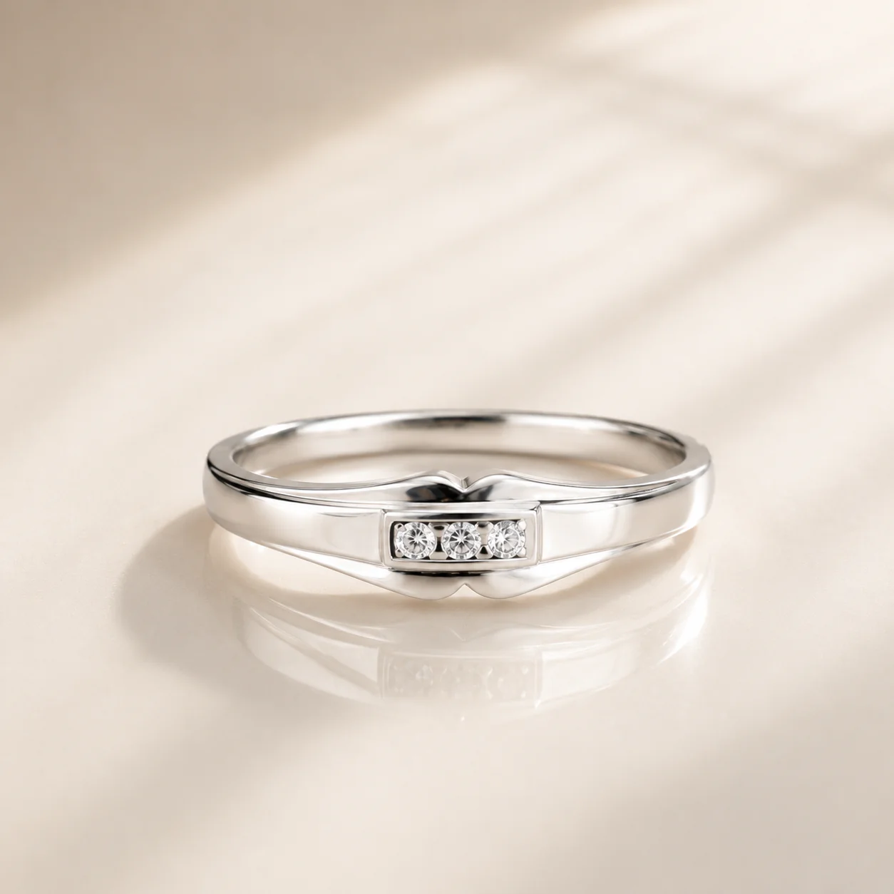 Three Stone Chevron Promise Ring - Image 2