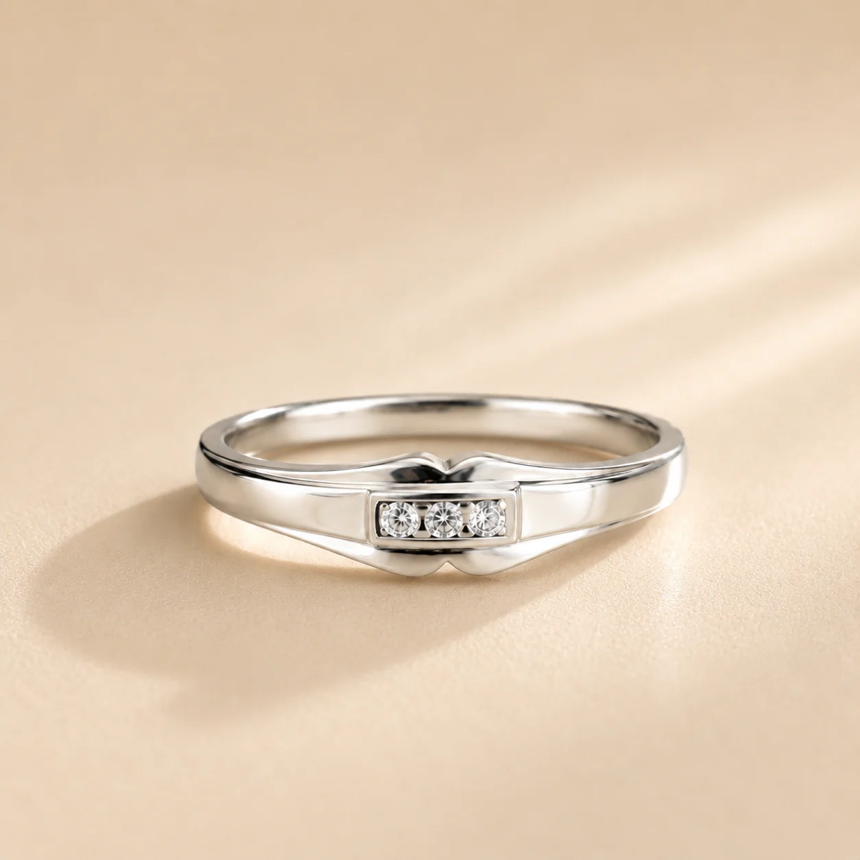 Three Stone Chevron Promise Ring - Image 3