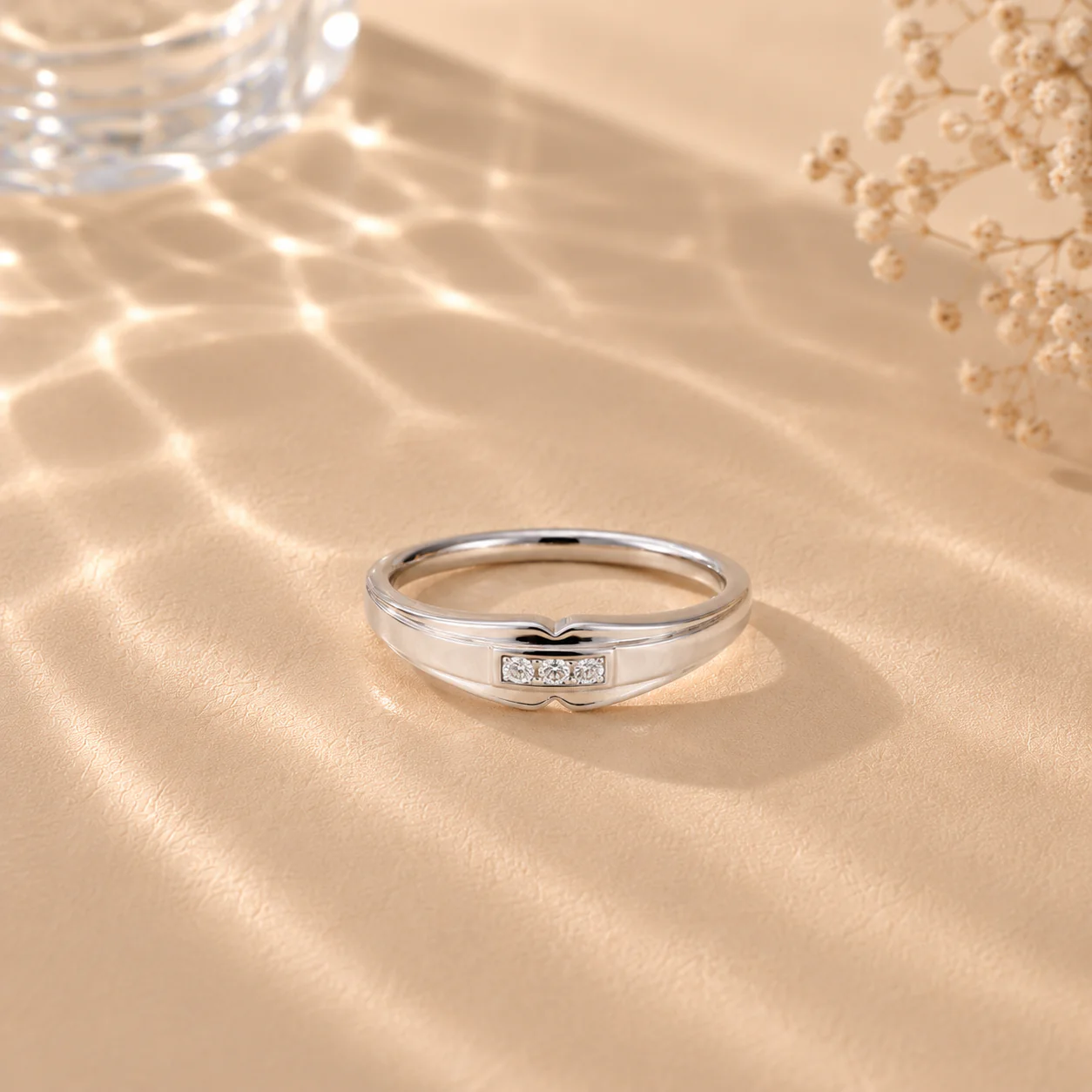 Three Stone Chevron Promise Ring - Image 4