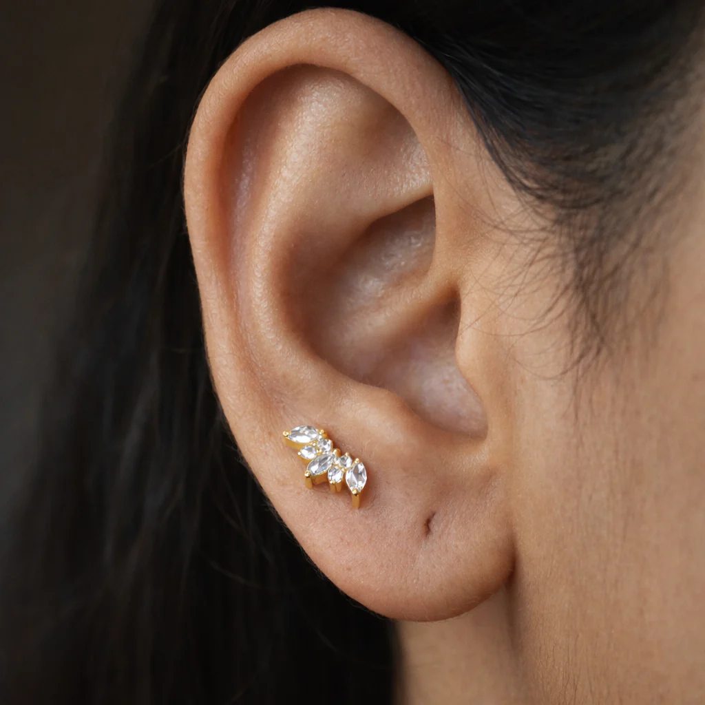 Tri Diamond Marquise Studs