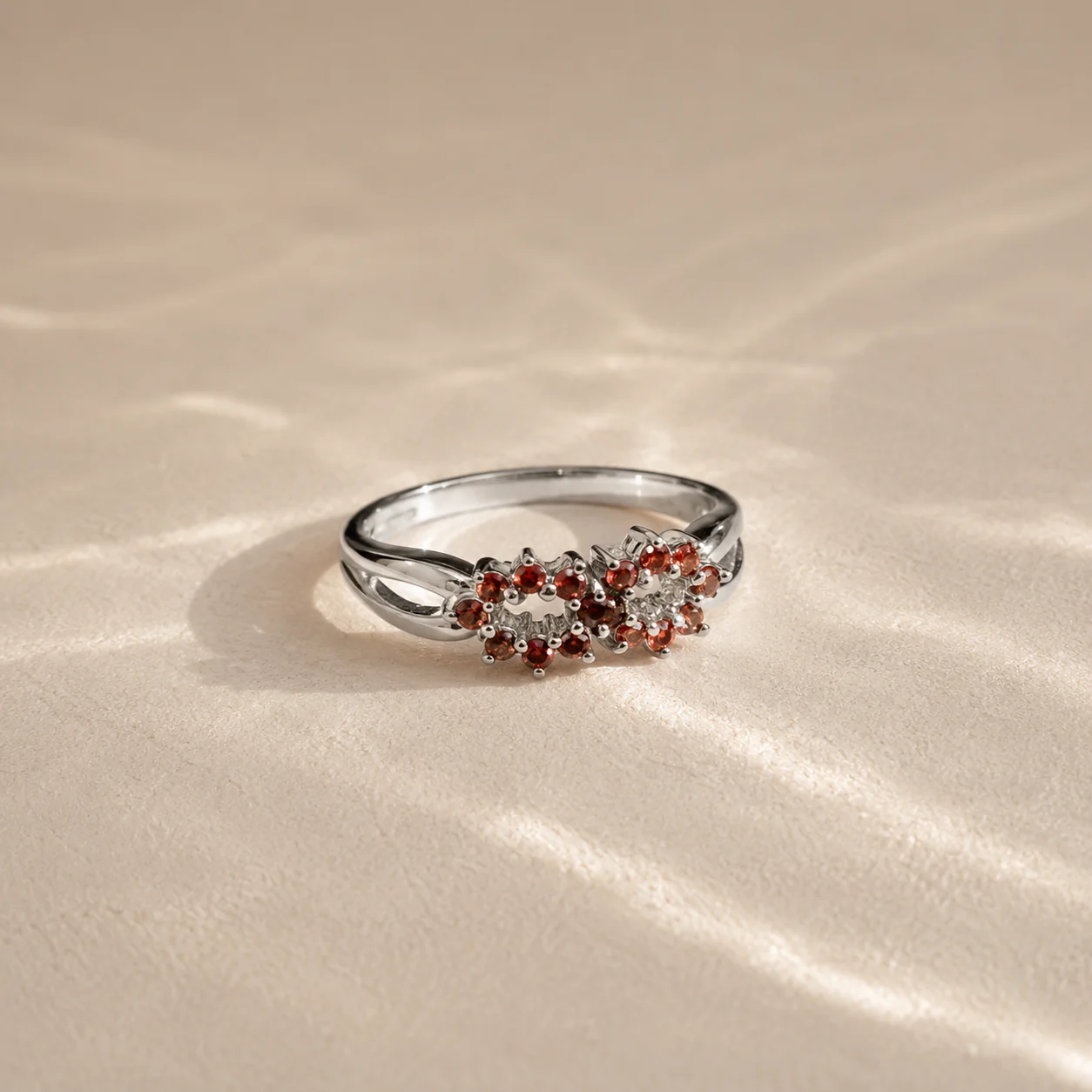 Twin Blossom Orange CZ Ring - Image 3