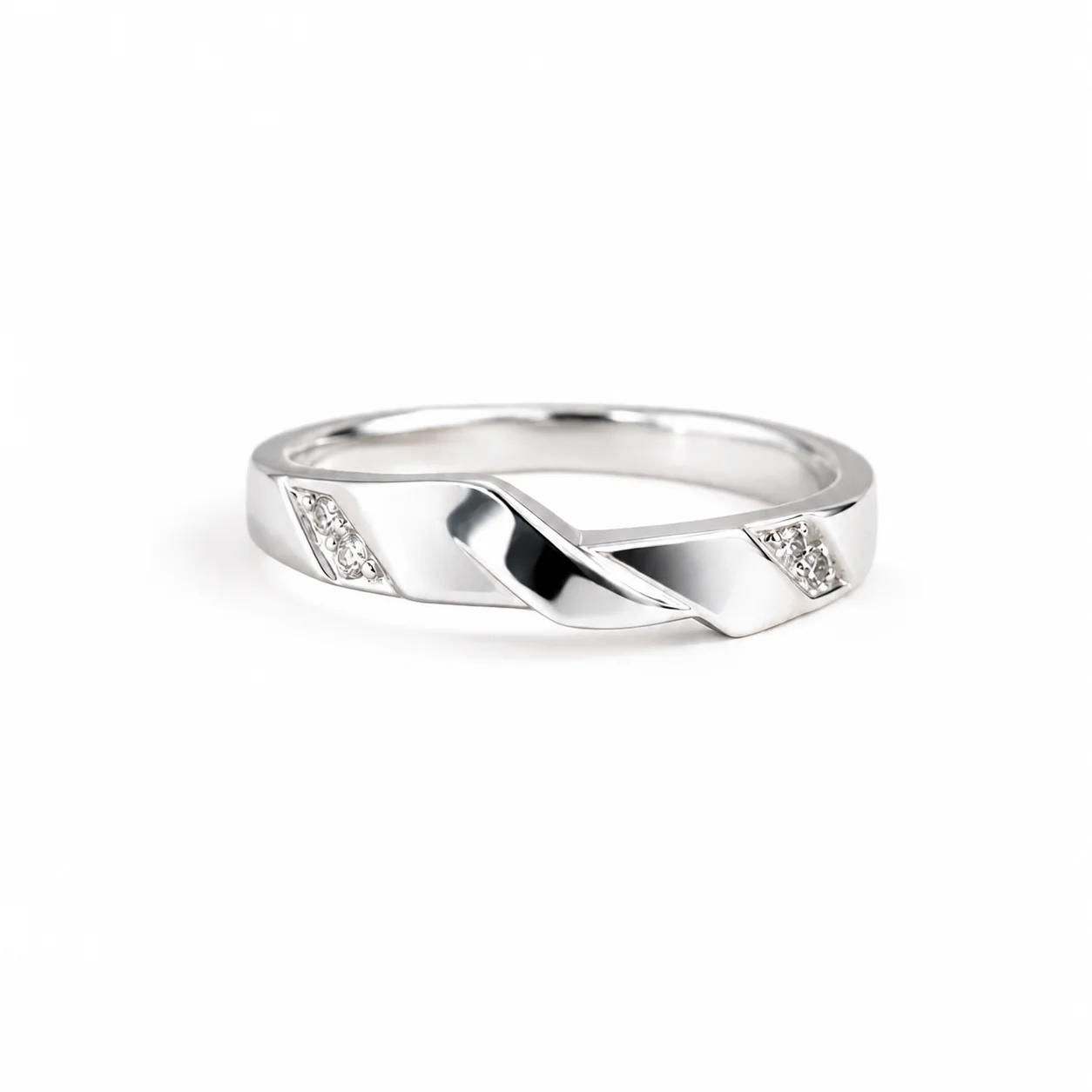 Twisted CZ Accent Band Ring - Image 2