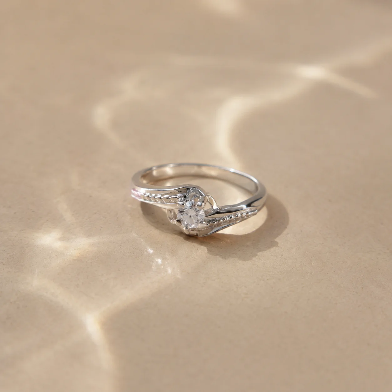 Twisted Heart Solitaire Ring - Image 3
