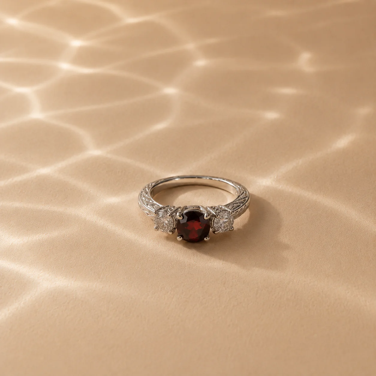 Victoria Garnet Three-Stone Ring - Image 3