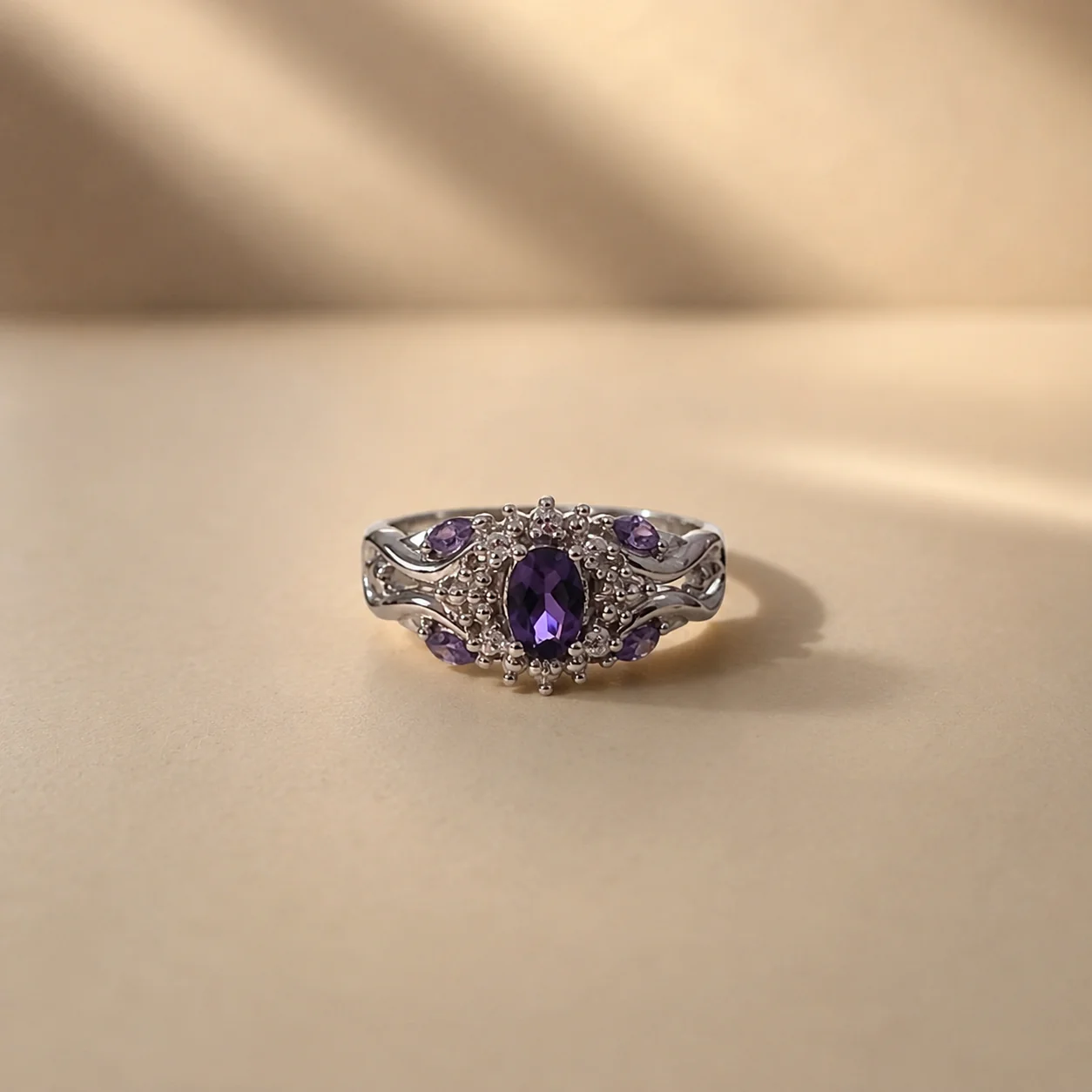 Vintage Amethyst Halo Ring - Image 2