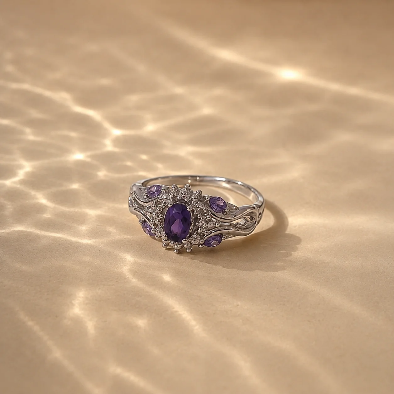 Vintage Amethyst Halo Ring - Image 3