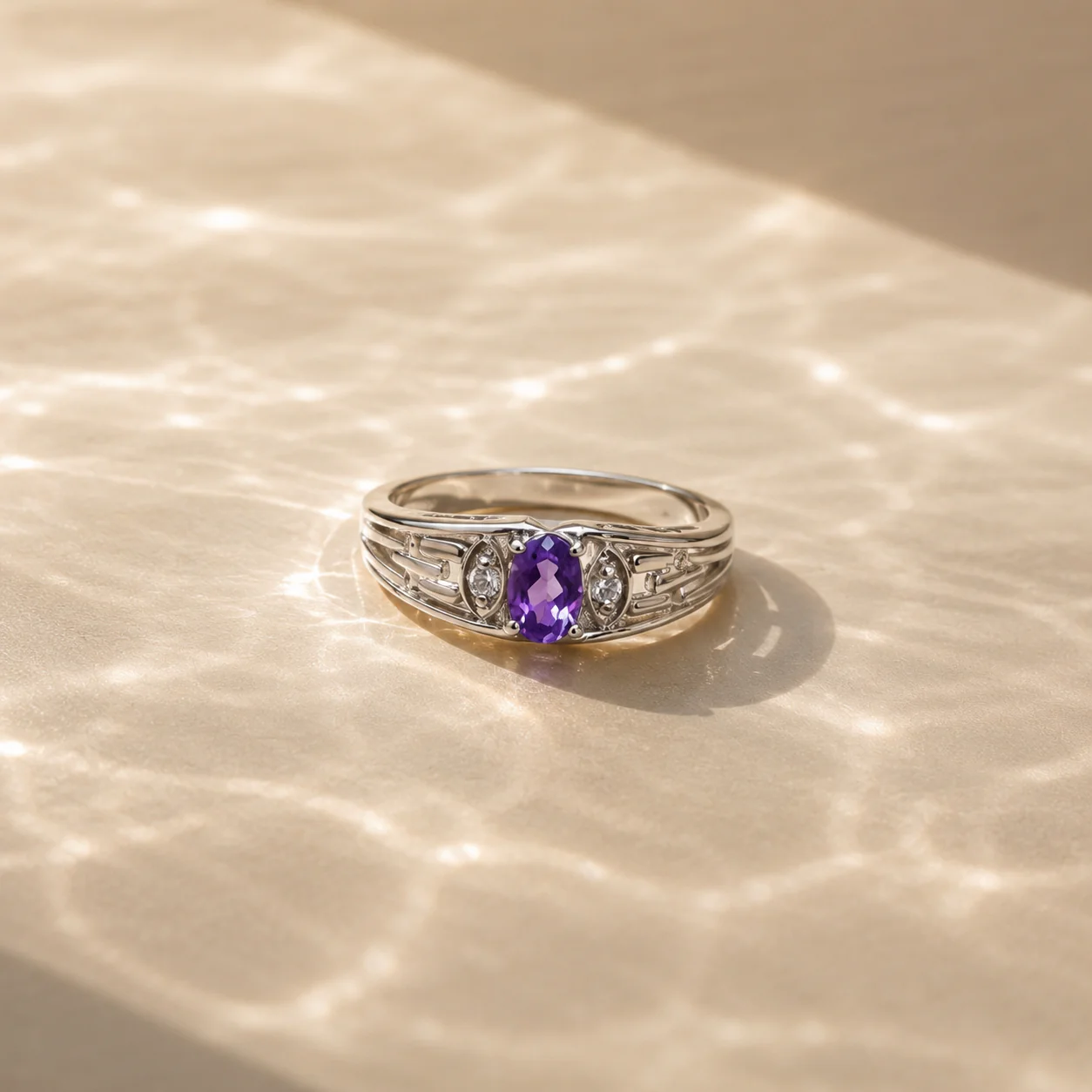 Vintage Amethyst Oval Ring - Image 3