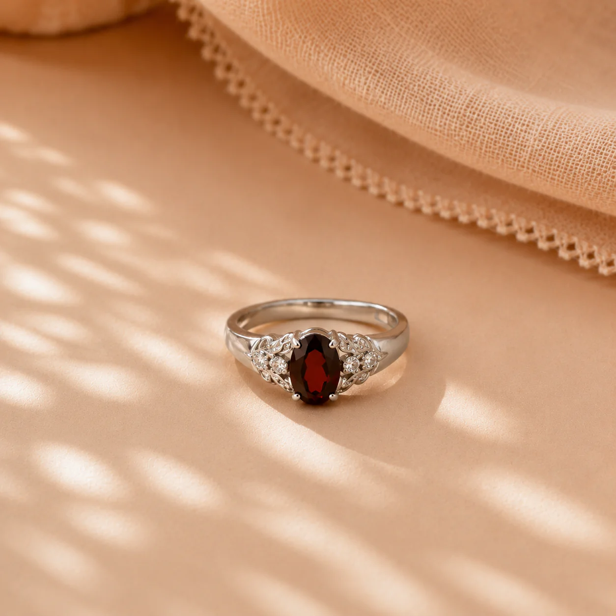 Vintage Garnet Filigree Ring - Image 3