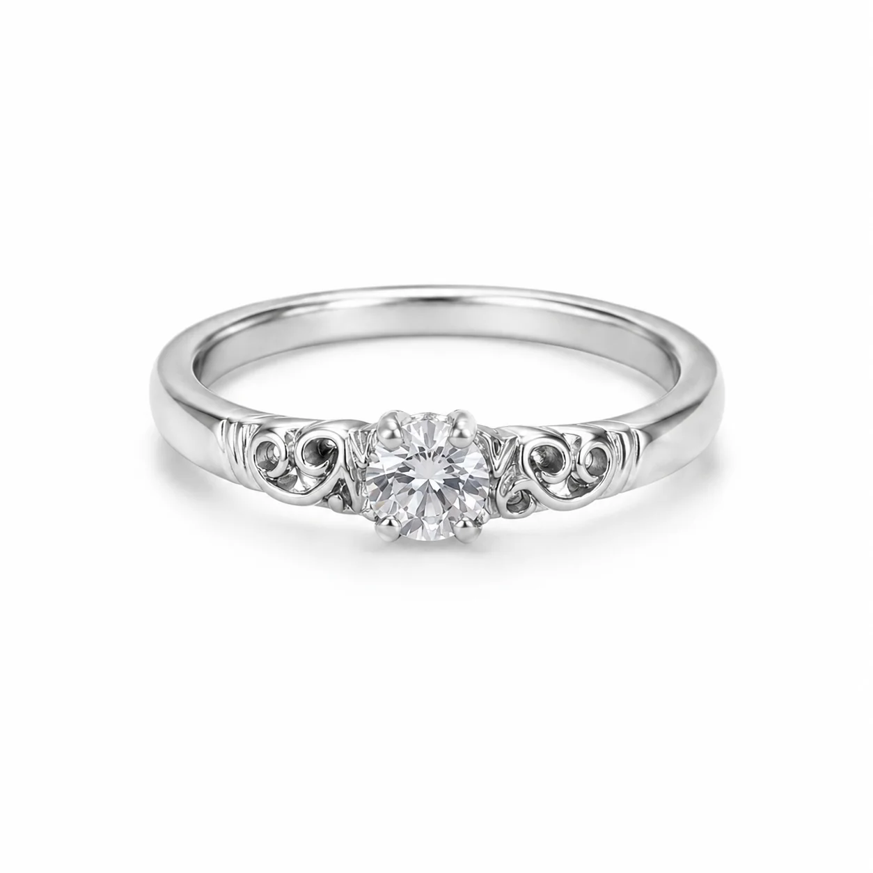 Vintage Scroll Solitaire Ring - Image 2