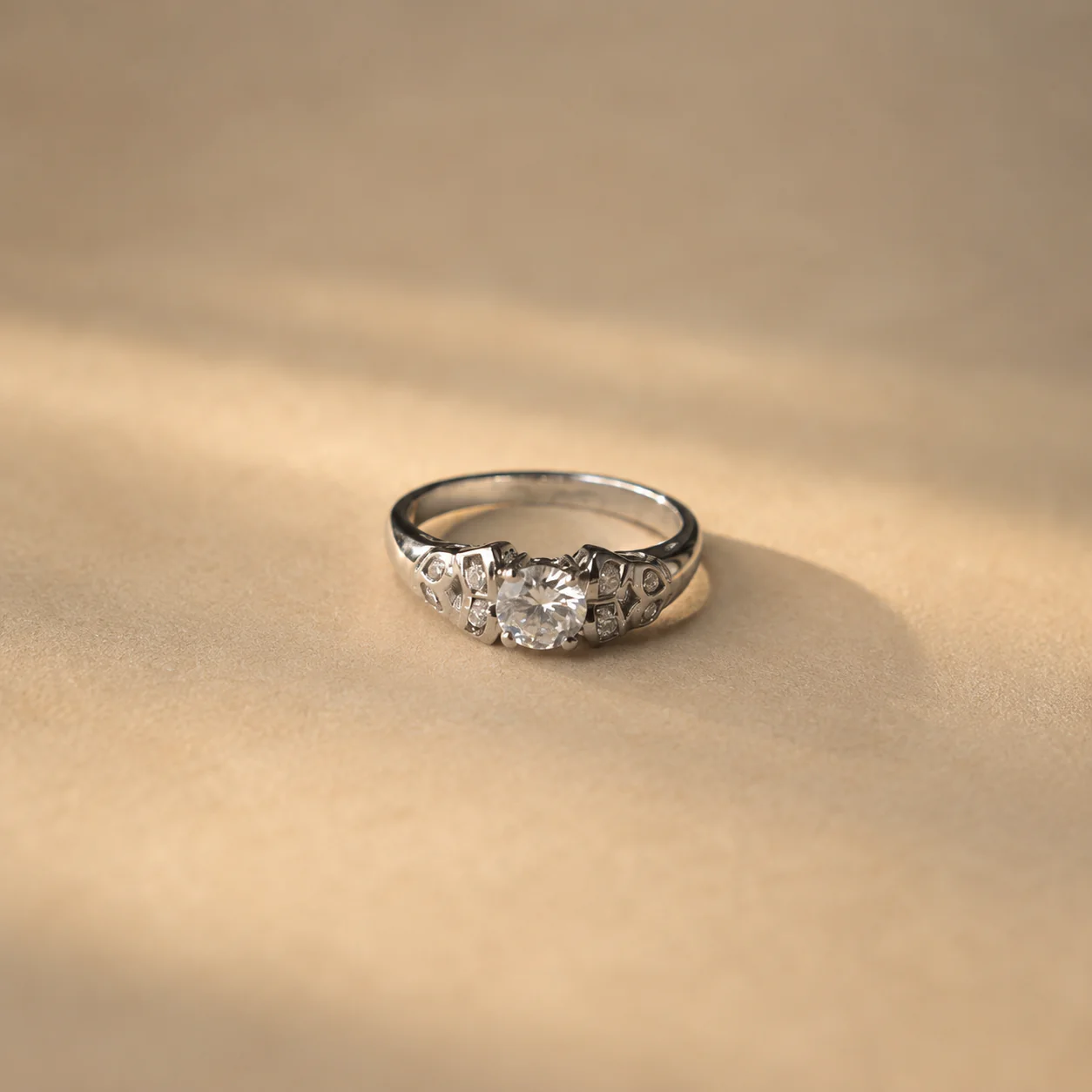Vintage White CZ Engagement Ring - Image 2