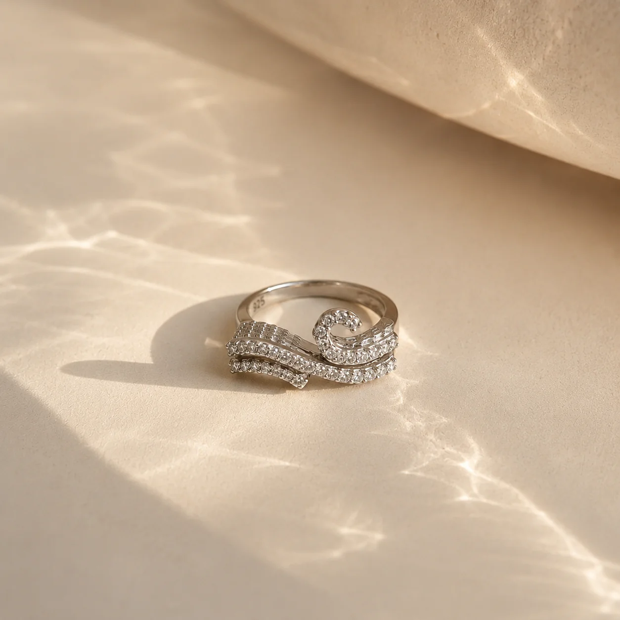 Wave Pavé CZ Ring - Image 2