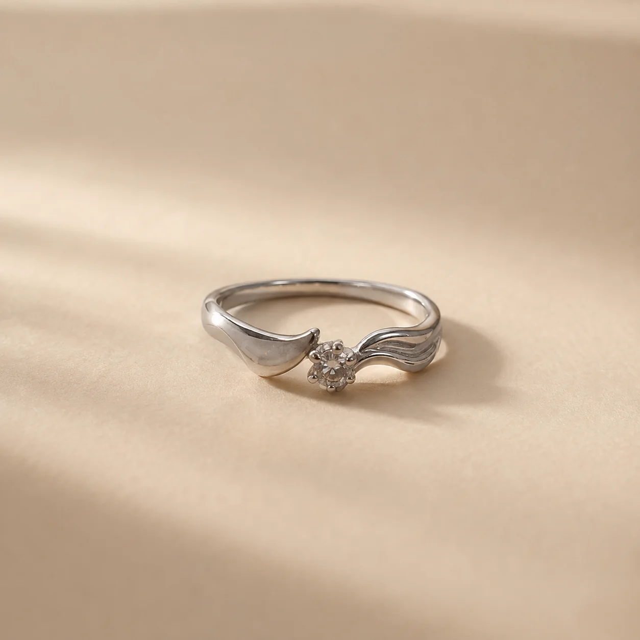 Wave Solitaire Ring - Image 2