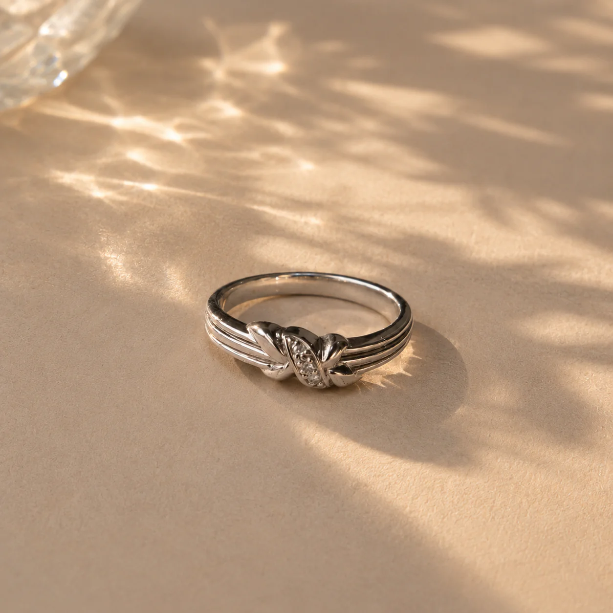 White CZ Infinity Knot Ring - Image 3