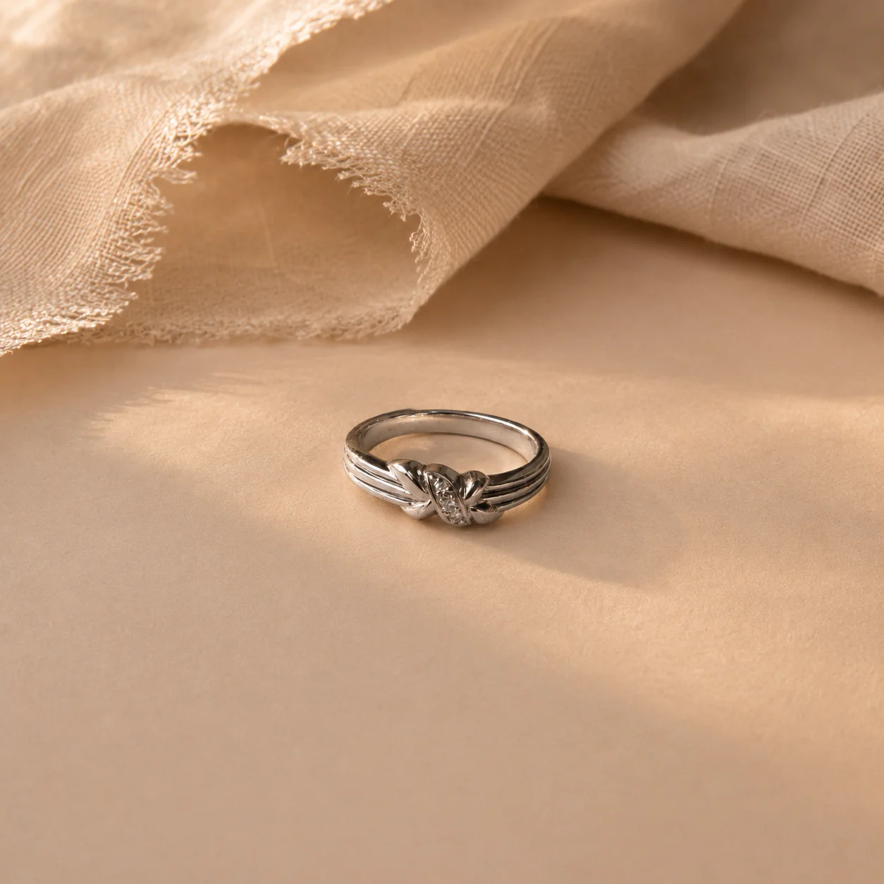 White CZ Infinity Knot Ring - Image 4
