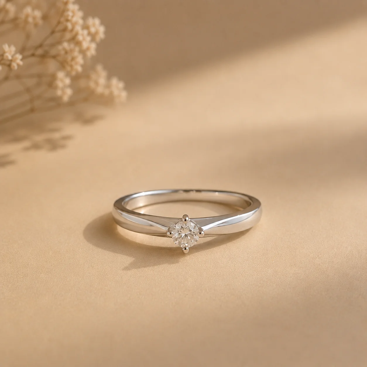 White CZ Solitaire Ring