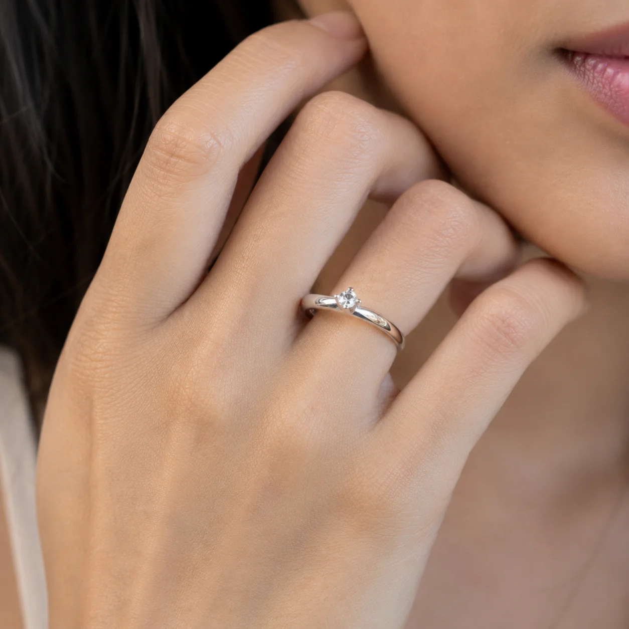White CZ Solitaire Ring - Image 3