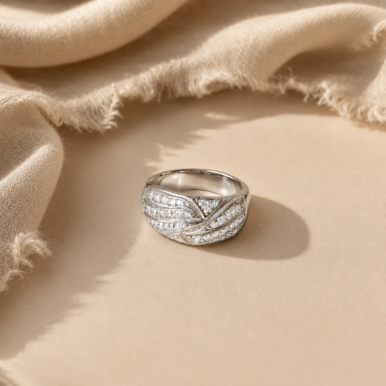 White CZ Statement Band Ring